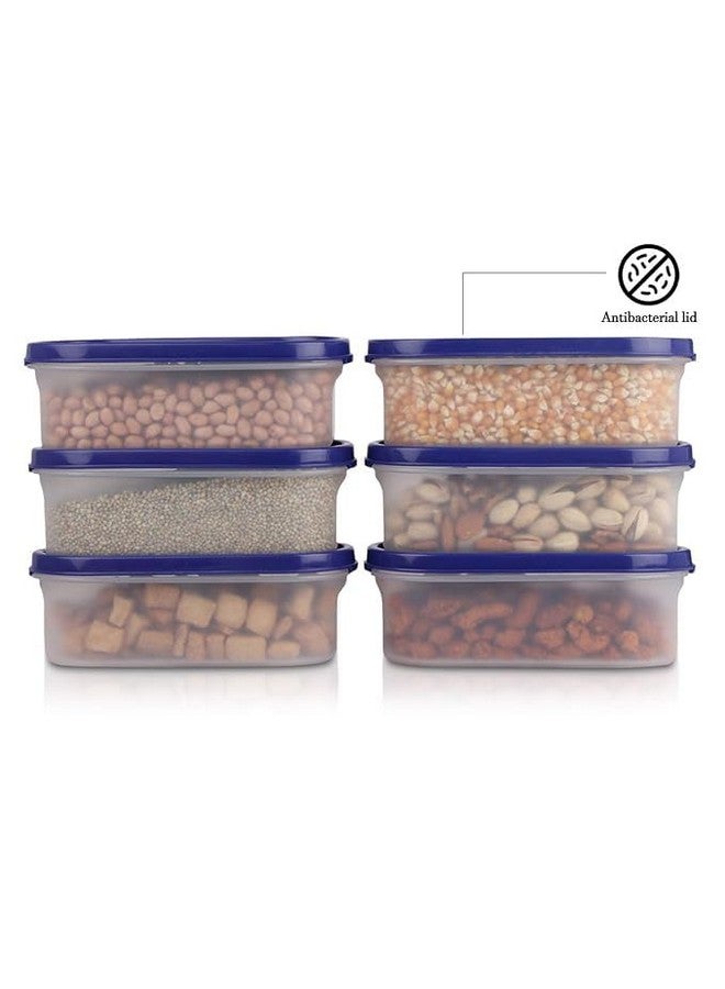 SIMPARTE Anti-Bacterial Modular Plastic Storage Container Set of 6 - 525ml - Navy Blue - BPA-Free, Airtight Lid, Leakproof, Stackable Organizer for Kitchen, Pantry, Spices & Snacks - Image 5