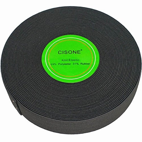 CISONE 1 Inch Knit Elastic Spool Black Heavy Stretch High Elasticity Knit Elastic Band 10 Yards - Image 1