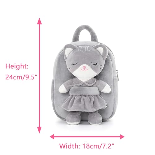 Lazada Kids Backpack Toddler Backpacks Stuffed Animal Cat Toys Small Backpack Gray 9.5" - Image 2