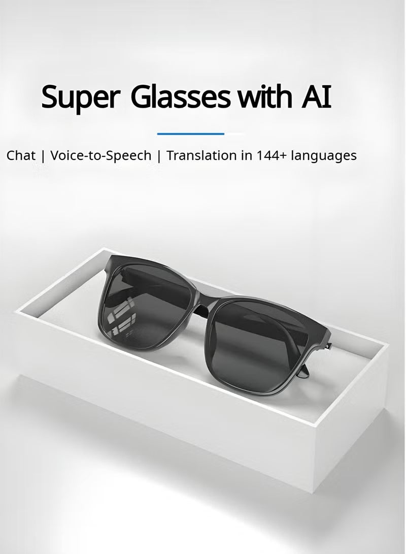 HYUNDAI AI Smart Glasses Wireless Bluetooth Glasses with Real-Time Automatic Voice Translation Support 144 Languages BT for Travel Business Meetings Recording and Hands-Free Calling for Meeting, Driving, Traveling (Black) - Image 2