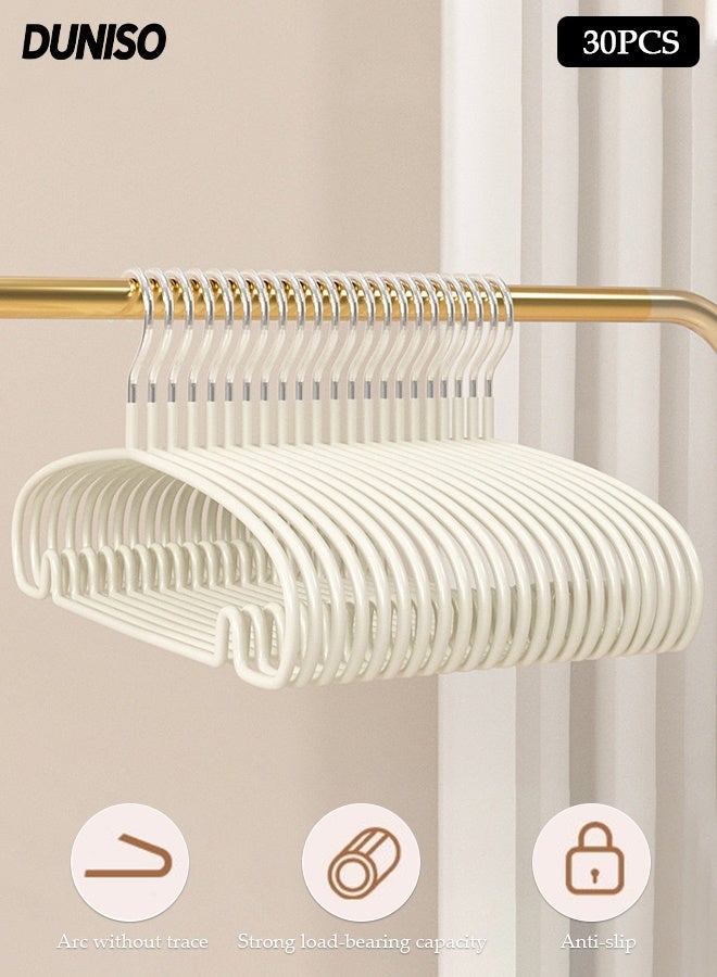 DUNISO 30Pcs Stainless Steel Clothes Hangers Non-Slip Rubber Coated Metal Hangers with Notches Space Saving Storage Organiser Hangers Multi-functional Durable Heavy Duty Strong Clother Hanger for Shirt Pants Dress - Image 1