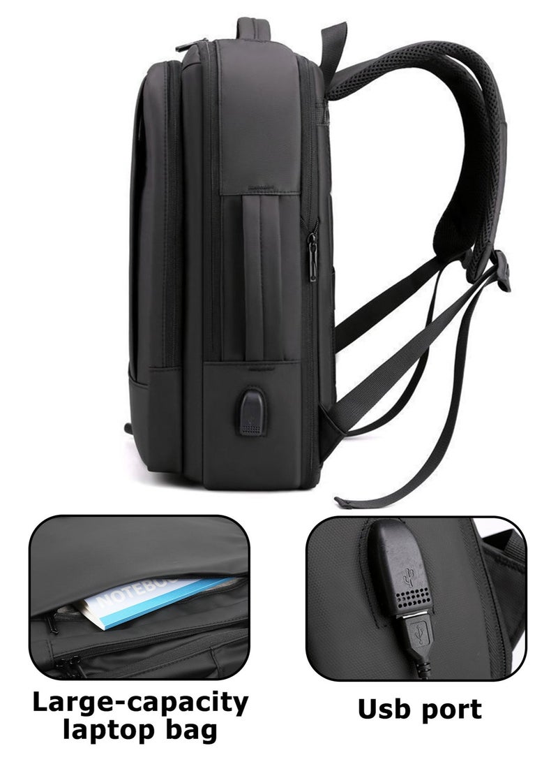 كيسويت حقيبة كمبيوتر محمول للأعمال، حقيبة ظهر مقاومة للماء مع شحن USB لأجهزة الكمبيوتر المحمولة مقاس 15.6 بوصة، حقيبة كمبيوتر محمول بسعة توسعة 30% (أسود) - Image 3