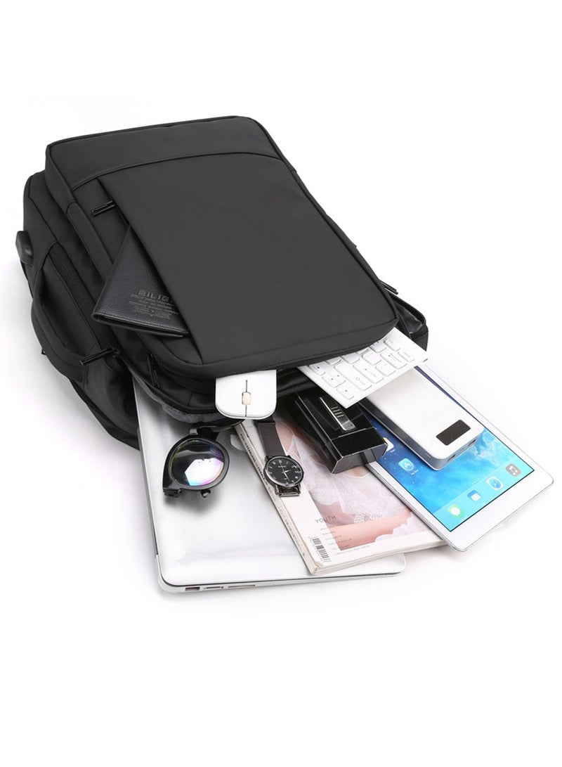 كيسويت حقيبة كمبيوتر محمول للأعمال، حقيبة ظهر مقاومة للماء مع شحن USB لأجهزة الكمبيوتر المحمولة مقاس 15.6 بوصة، حقيبة كمبيوتر محمول بسعة توسعة 30% (أسود) - Image 2