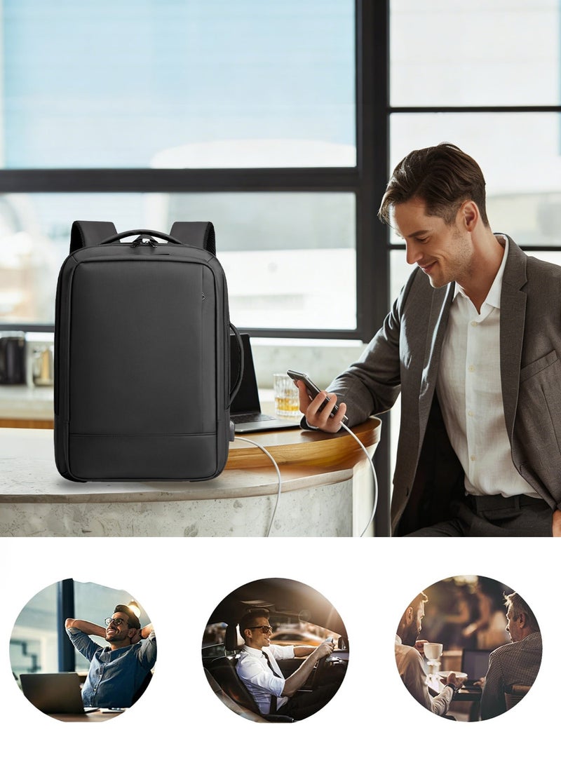 كيسويت حقيبة كمبيوتر محمول للأعمال، حقيبة ظهر مقاومة للماء مع شحن USB لأجهزة الكمبيوتر المحمولة مقاس 15.6 بوصة، حقيبة كمبيوتر محمول بسعة توسعة 30% (أسود) - Image 5