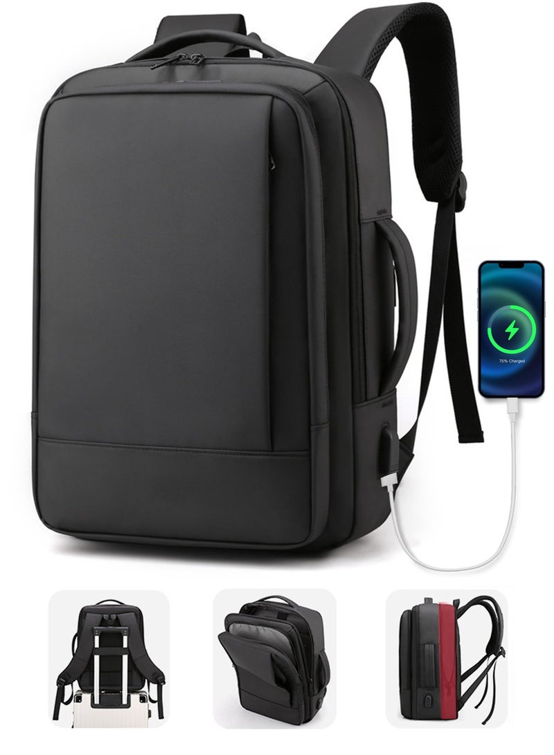 كيسويت حقيبة كمبيوتر محمول للأعمال، حقيبة ظهر مقاومة للماء مع شحن USB لأجهزة الكمبيوتر المحمولة مقاس 15.6 بوصة، حقيبة كمبيوتر محمول بسعة توسعة 30% (أسود) - Image 1
