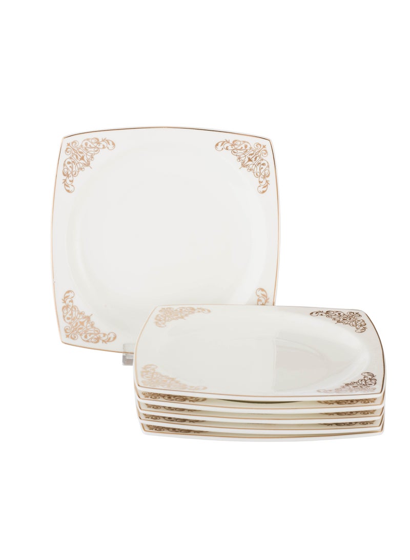 دانيا طقم صحون حلا و فواكه و للفطور من البورسلان الأبيض النقي مكون من 6 حبات - Image 1