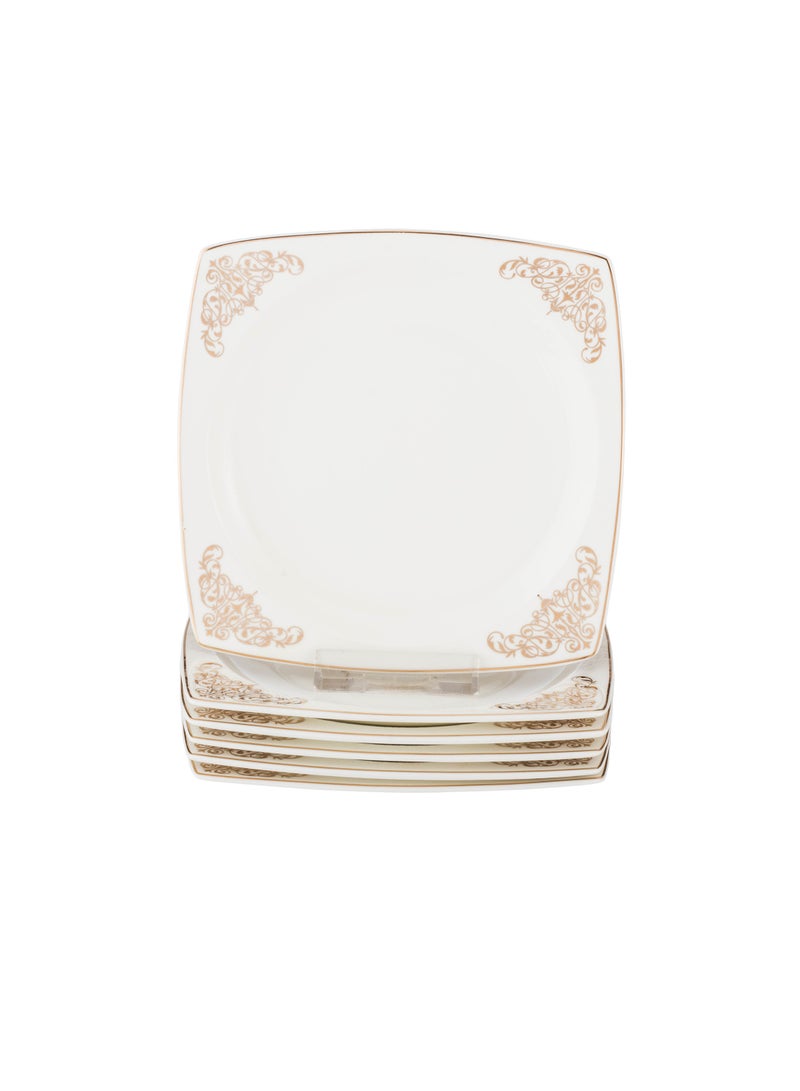 دانيا طقم صحون حلا و فواكه و للفطور من البورسلان الأبيض النقي مكون من 6 حبات - Image 2