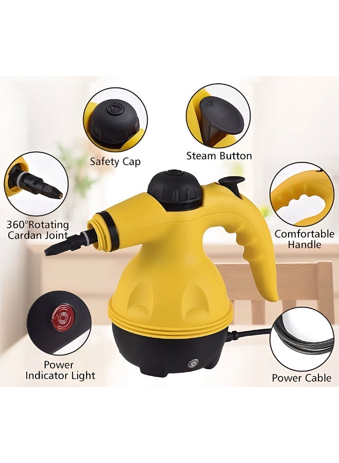 جي أم كيه منظف بخار يدوي 10 في 1 بقوة 1000 واط – سعة 350 مل – درجة حرارة حتى 100° – ضغط بخار قوي – مزود بـ 10 ملحقات – للتنظيف العميق للمطبخ والحمام والزجاج والسيارة - Image 2