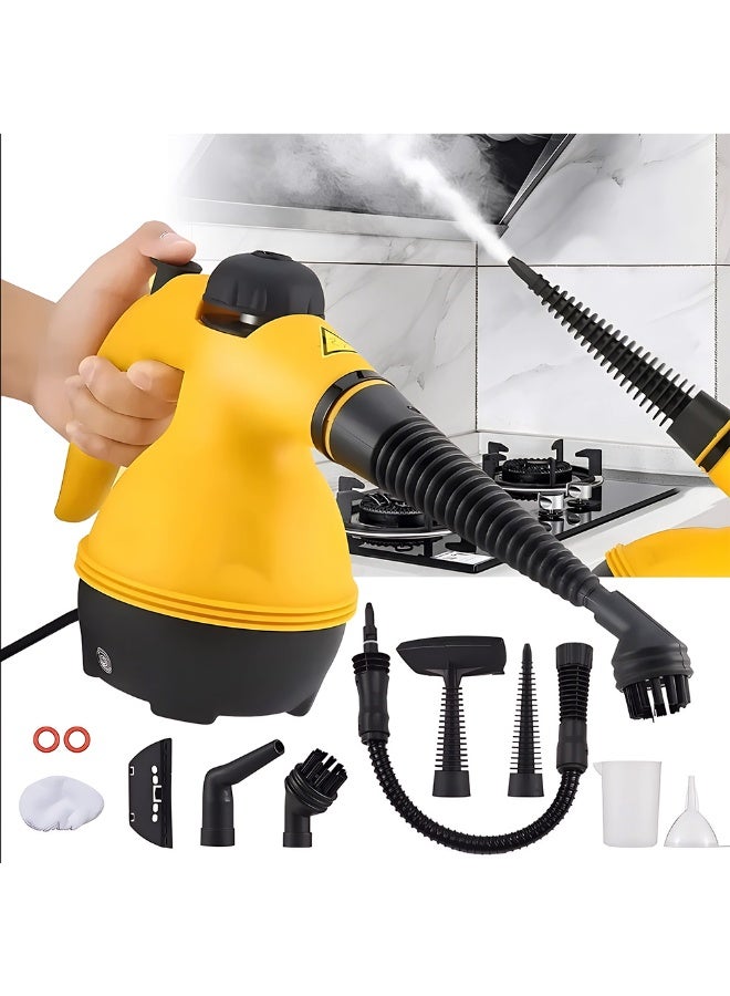 جي أم كيه منظف بخار يدوي 10 في 1 بقوة 1000 واط – سعة 350 مل – درجة حرارة حتى 100° – ضغط بخار قوي – مزود بـ 10 ملحقات – للتنظيف العميق للمطبخ والحمام والزجاج والسيارة - Image 5