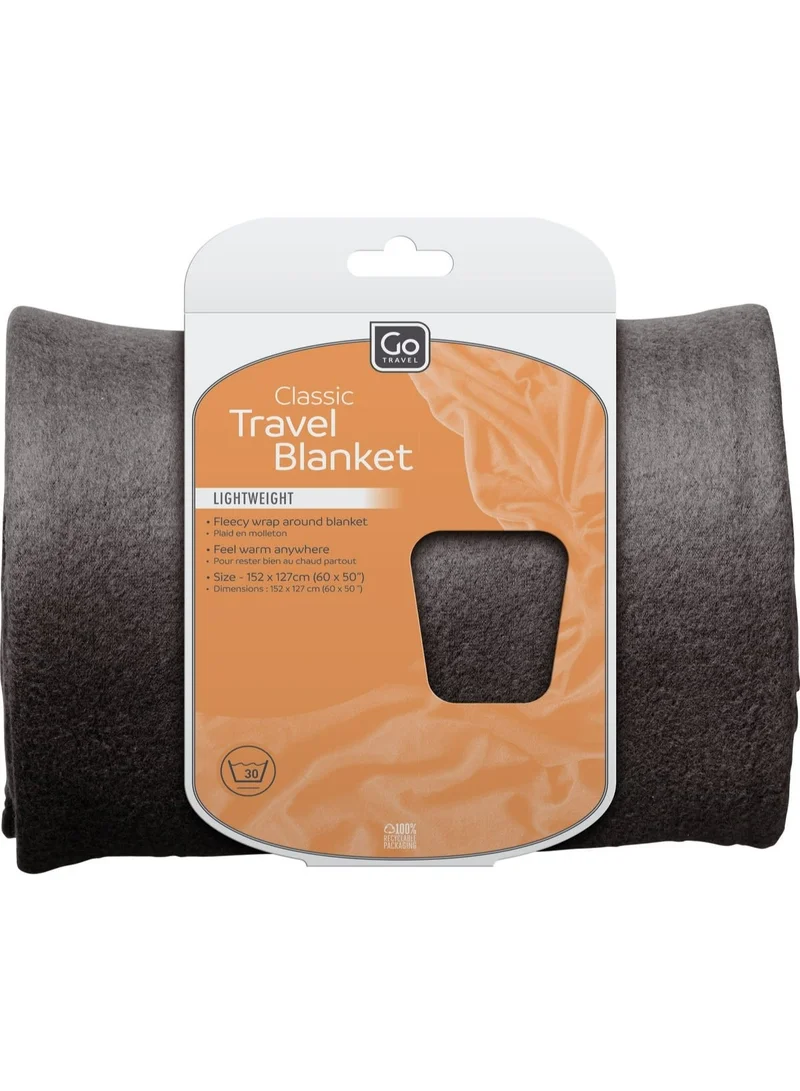 جو ترافيل بطانية السفر GO Classic Blanket GO466.101 باللون الرمادي، بطانية من الفليس خفيفة الوزن للرحلات الجوية، والتخييم، والسفر