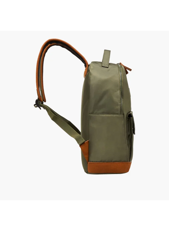 Lee Cooper Women Colourblock Backpack with Zip Closure and Adjustable Strap - 40x15x33 cm