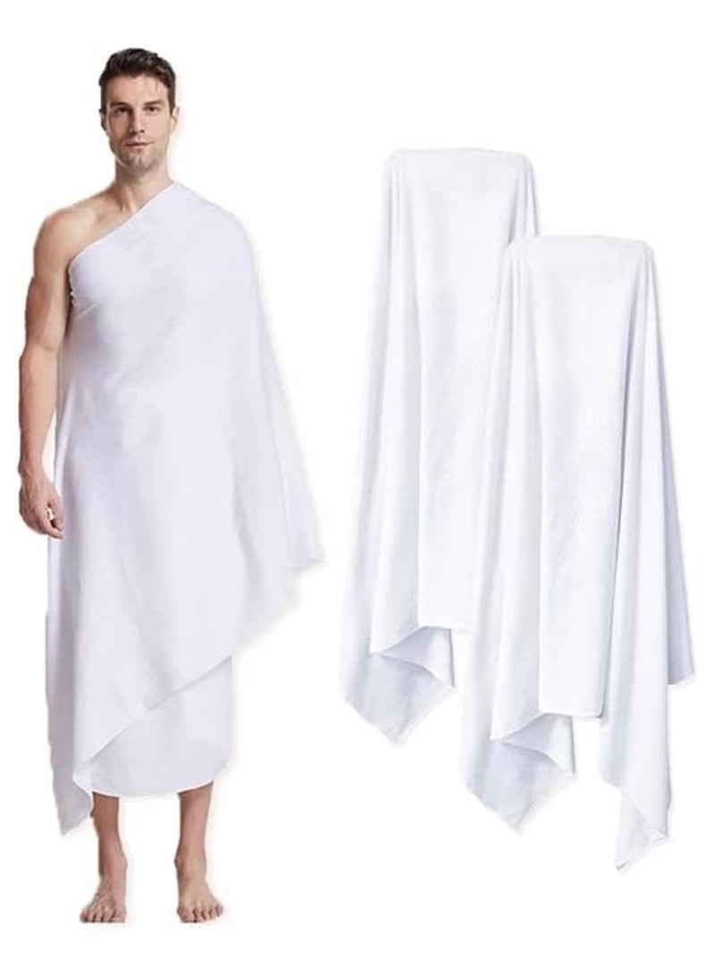 REBENUO Original Men's Hajj Umrah clothing Ahram 100% Cotton Super Soft 2 Pcs Towel Set (top and Bottom) 110X210inch New Dry Fast Microfiber Woven Technology.AND Ahrams Waterproof Belt.WEIGHT 1000 GRAMS  - Image 2