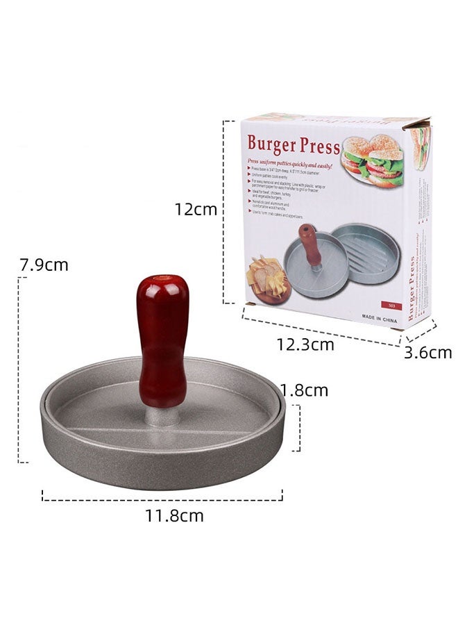 م prensa همبرغر دائرية مع 100 ورقة من ورق البرشمان، صانع البرجر، prensa برجر من سبائك الألومنيوم، أداة prensa برجر غير لاصقة بمقبض خشبي، مناسبة لصواني الفرن، الرفوف والشواء - Image 2