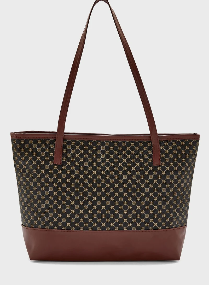 ELLA All Over Print Shoulder Tote Bag
