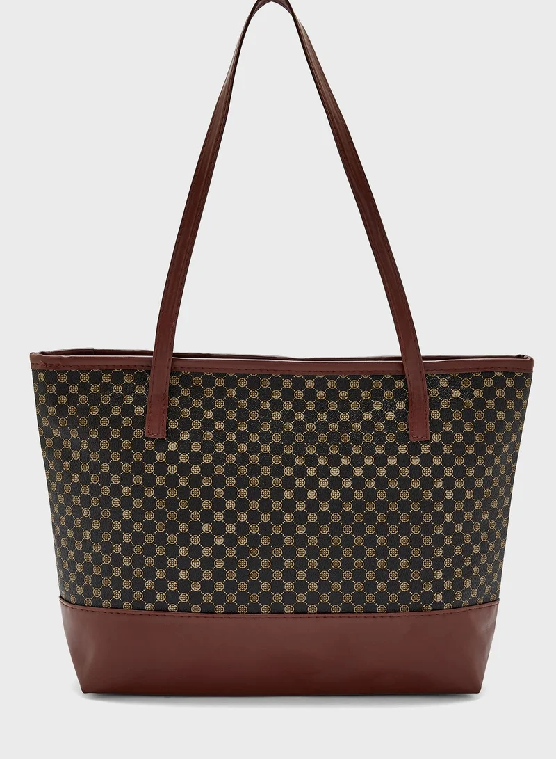 ELLA All Over Print Shoulder Tote Bag