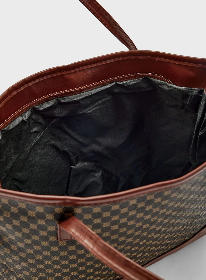 ELLA All Over Print Shoulder Tote Bag
