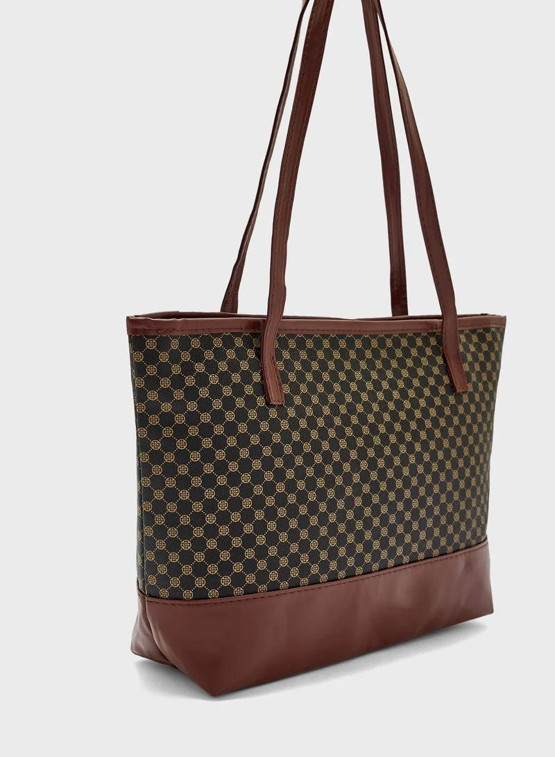 ELLA All Over Print Shoulder Tote Bag