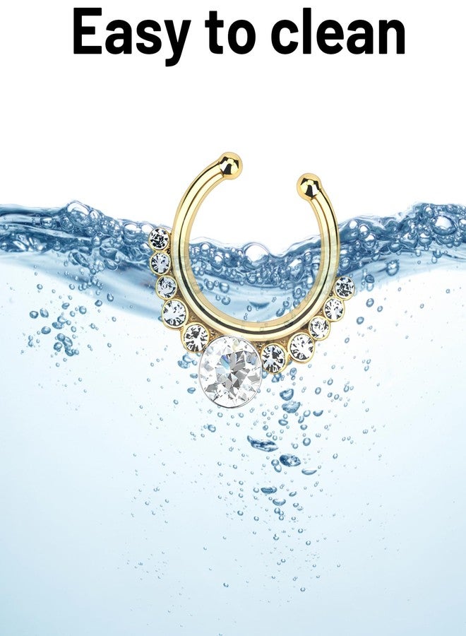 Buildcon 2 Pcs Septum Nose Ring Without Piercing, Gold and White Zircon Nose Pin for Women, Marathi Nath Style Nosepin, Fashion Nose Rings and Special Occasions - Image 5
