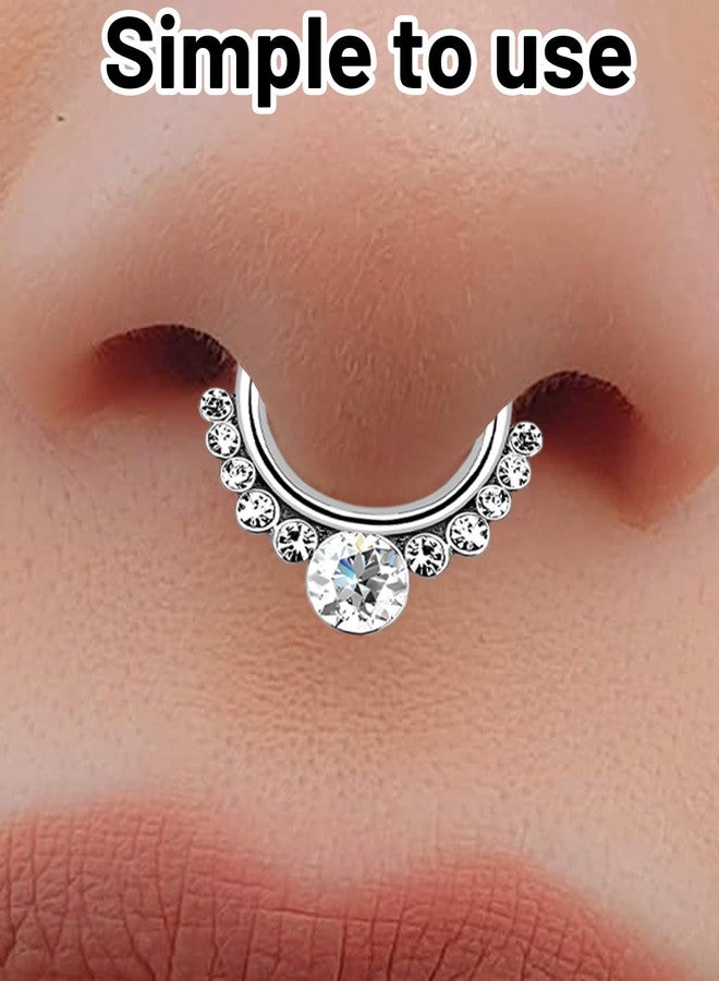 Buildcon 2 Pcs Septum Nose Ring Without Piercing, Gold and White Zircon Nose Pin for Women, Marathi Nath Style Nosepin, Fashion Nose Rings and Special Occasions - Image 3