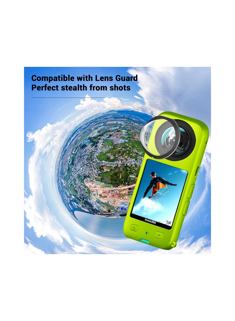SYOSI Protection Kit for Insta 360 X3, Silicone Protective Case with 2 Pcs Screen Protector for Insta360 X3 Accessories (Green) - Image 5