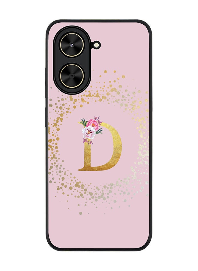 Stylizedd For Xiaomi Poco C71 / Redmi A5 4G Case,Slim fit Camera Protection, Shockproof Thin Phone cover  - Custom Monogram Floral - D  (Pink )