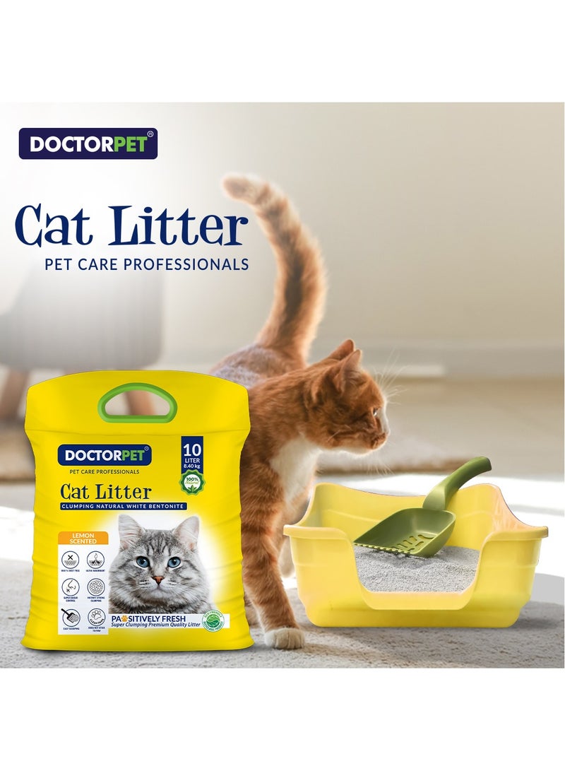 DOCTERPET Doctor Pet Cat Litter Lemon 10L – 100% Natural Clumping Bentonite,Scented, Ultra Absorbent,Easy Scooping, Dust-Free, Odor Control, Easy Scooping, Hypoallergenic & Non-Stick Paw Formula - Image 5