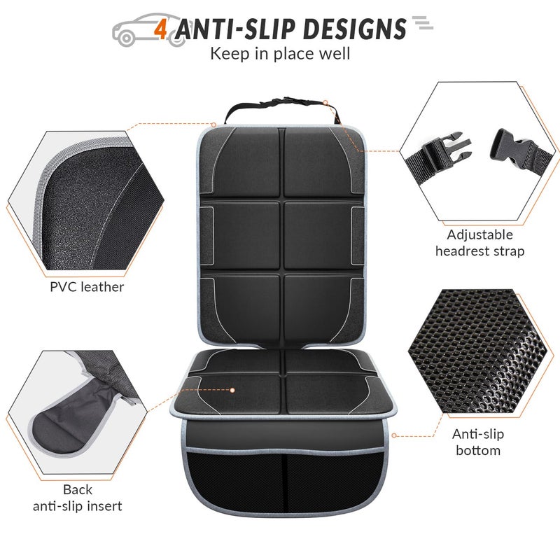 Gimars XL Thickest 5-Layer EPE Car Seat Protector for Child Car Seat and Pet, 2 Pack Large Waterproof 600D Fabric Carseat Protector Car Seat Cover with 2 Mesh Pockets for SUV Sedan Truck Leather Seat - Image 4