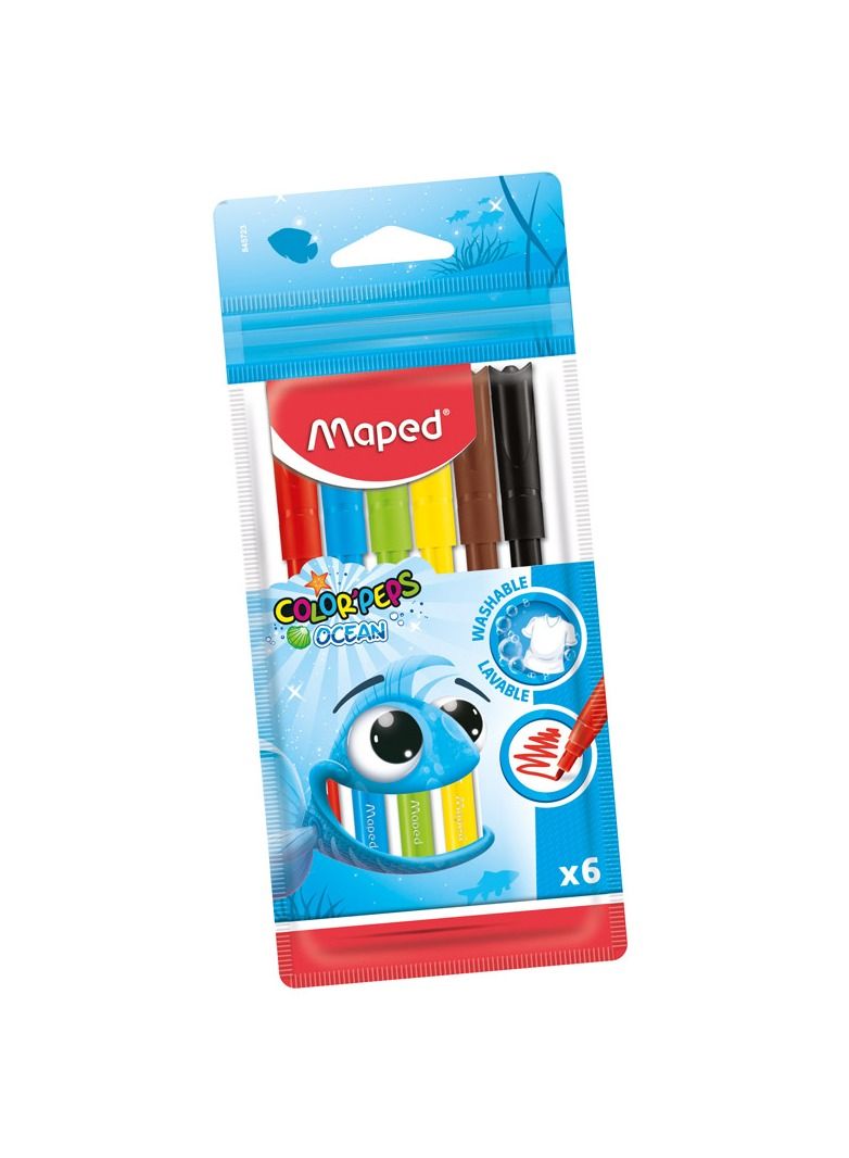 مابد طقم ألوان ماركر تلوين مكون من 6 قطع متعدد الألوان - Image 1