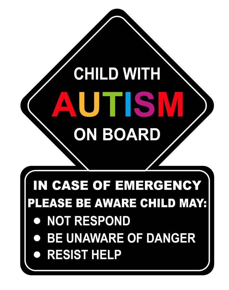 M MeshaKippa Child with Autism On Board Sticker5pcs 4x55 inch Waterproof UV Protection Autism Alert Autistic Child Emergency Alert Sticker 