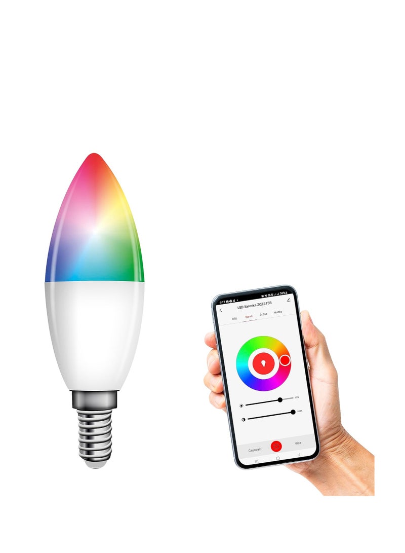 Lezonic Smart WiFi Multicolor E14 Bulb C37 5W RGB Warm Cool White 2700K-6500K Dimmable Compatible with Alexa Google Home for Home Use and Indoor Lighting - Image 1