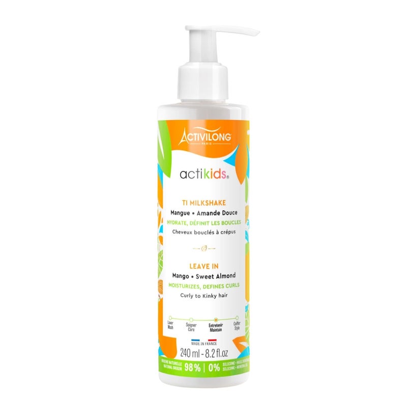 ACTIVILONG Actikids Milkshake LeaveIn  Moisturize and Define Kids Curls  Enriched with Organic Sweet Almond Oil and Mango Butter  No More Knots No More Tears  250 ml
