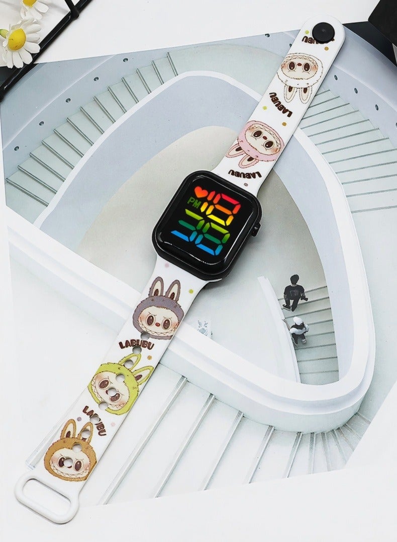 In Air 8 Pcs Kids' Square Water Resistant Silicone Digital Watch - Image 2