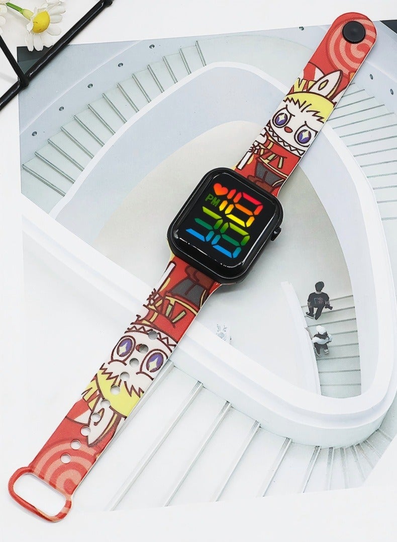 In Air 8 Pcs Kids' Square Water Resistant Silicone Digital Watch - Image 3