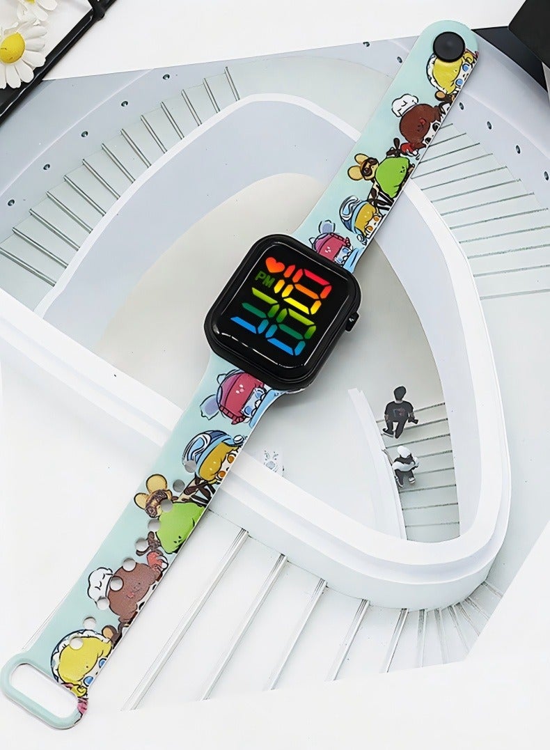 In Air 8 Pcs Kids' Square Water Resistant Silicone Digital Watch - Image 4