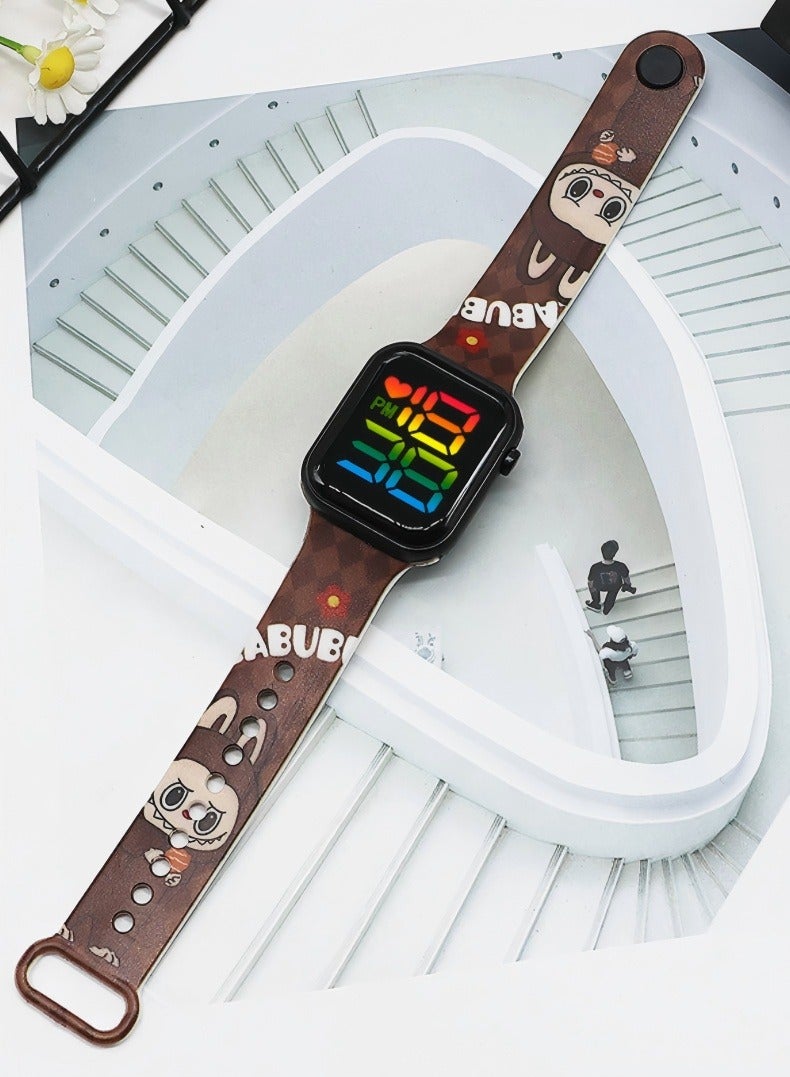 In Air 8 Pcs Kids' Square Water Resistant Silicone Digital Watch - Image 5