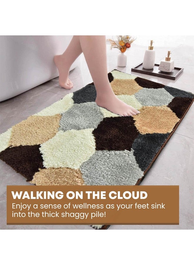 MAXOSHINE Microfiber Bathroom Mat Water Soak-Anti Skid Mat for Bathroom Kitchen Bedroom Entrance-Super Soft Door Mats for Home-2000 GSM Floor Mat-40 x 60 cm Pack of 1 Geometric Brown - Image 3