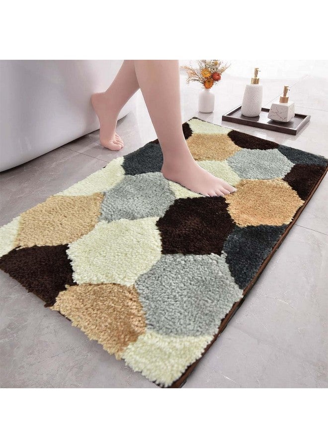 MAXOSHINE Microfiber Bathroom Mat Water Soak-Anti Skid Mat for Bathroom Kitchen Bedroom Entrance-Super Soft Door Mats for Home-2000 GSM Floor Mat-40 x 60 cm Pack of 1 Geometric Brown - Image 1