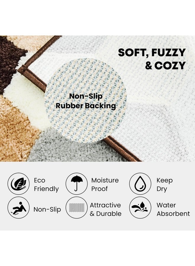 MAXOSHINE Microfiber Bathroom Mat Water Soak-Anti Skid Mat for Bathroom Kitchen Bedroom Entrance-Super Soft Door Mats for Home-2000 GSM Floor Mat-40 x 60 cm Pack of 1 Geometric Brown - Image 2