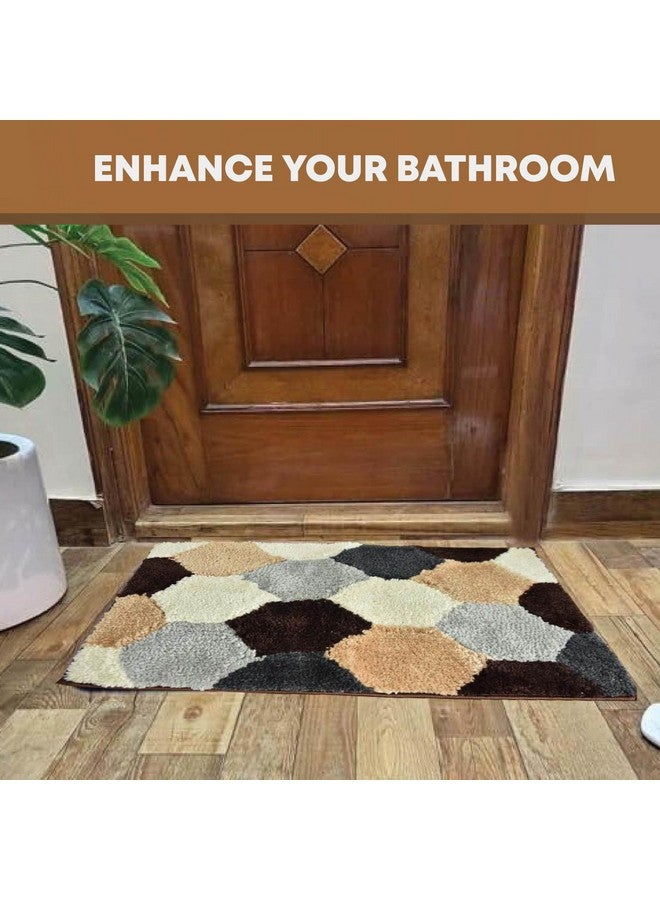 MAXOSHINE Microfiber Bathroom Mat Water Soak-Anti Skid Mat for Bathroom Kitchen Bedroom Entrance-Super Soft Door Mats for Home-2000 GSM Floor Mat-40 x 60 cm Pack of 1 Geometric Brown - Image 5