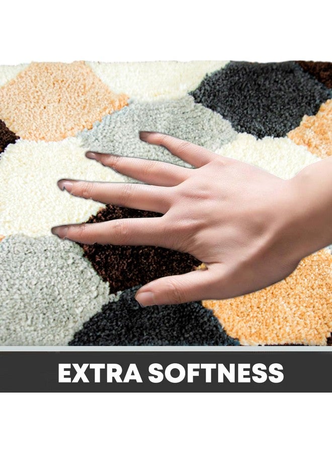 MAXOSHINE Microfiber Bathroom Mat Water Soak-Anti Skid Mat for Bathroom Kitchen Bedroom Entrance-Super Soft Door Mats for Home-2000 GSM Floor Mat-40 x 60 cm Pack of 1 Geometric Brown - Image 4