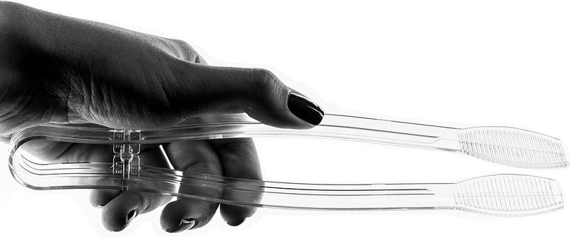 EcoQuality [3 PACK] 12 inch Heavy Duty Clear Serving Tongs - Plastic Disposable Salad Tongs - High Heat Plastic, Catering, Salads, Bakery, Buffets, BBQ, Ice, Hot and Cold Foods by (12") - Image 1