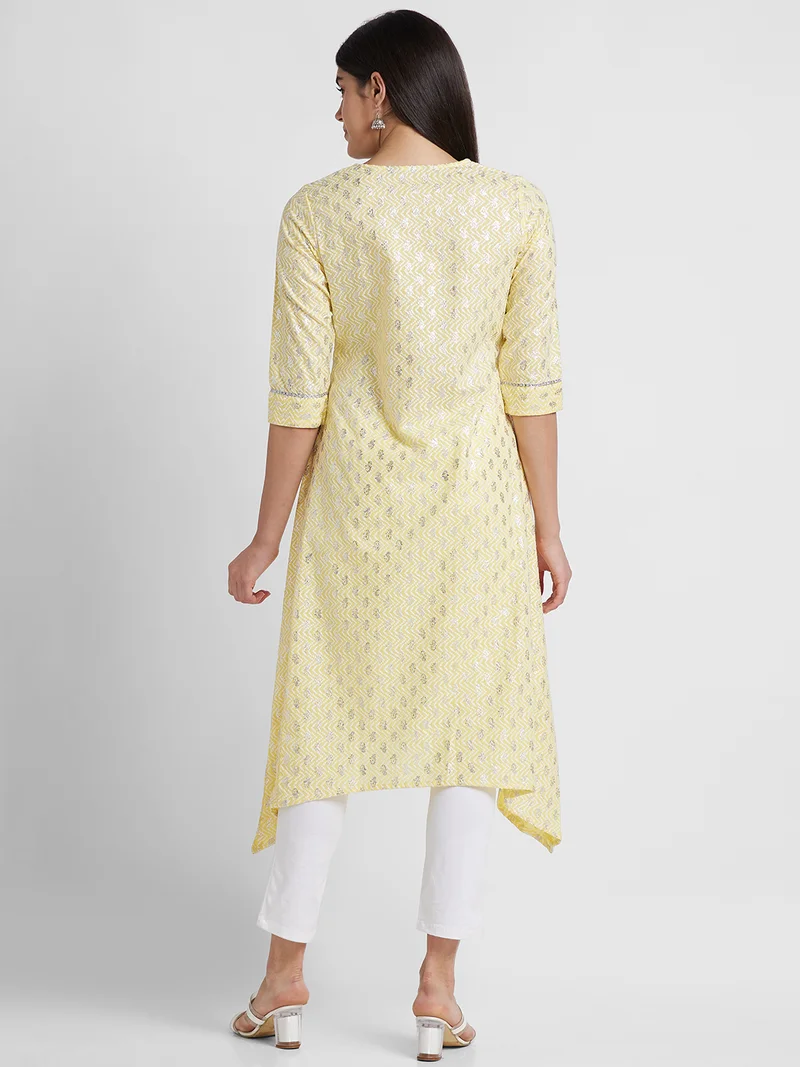 globus Globus Women Ethnic Motifs Printed Round Neck Pure Cotton Kurta
