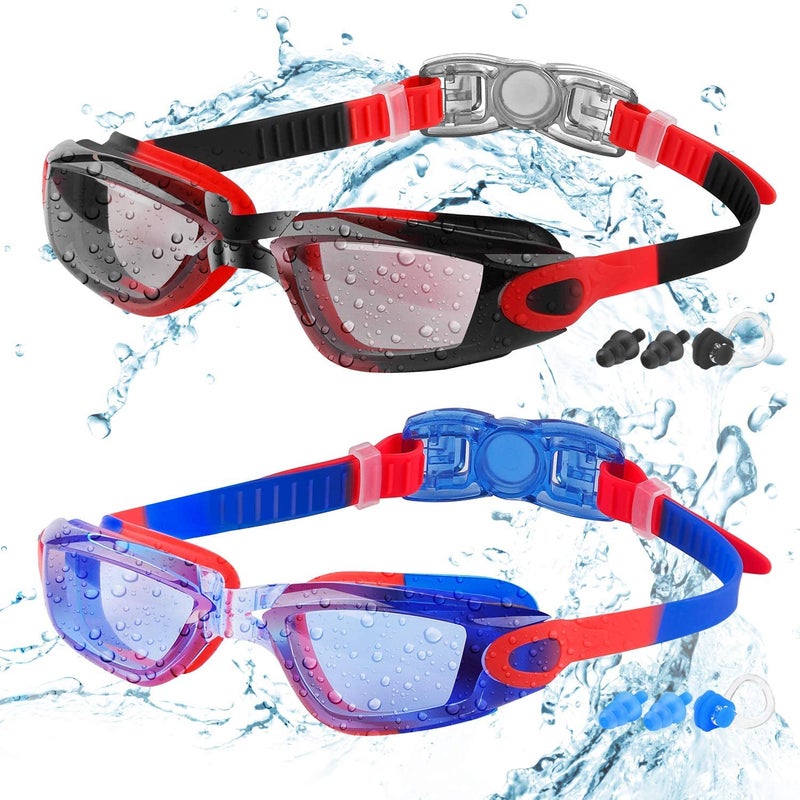 COOLOO Kids Swim Goggles, 2 Packs Swimming Goggles for Kids Girls Boys and Child Age 4-16 - Image 1