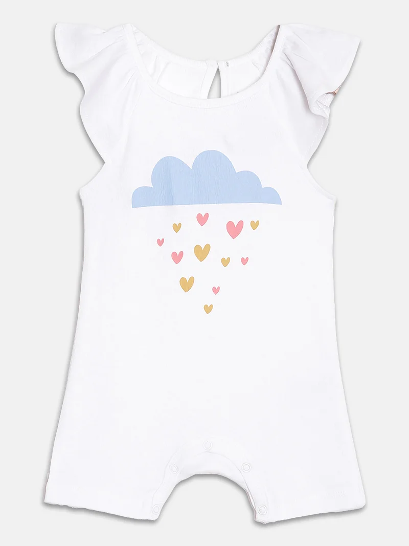 Broon Broon Infant Girls Pink and White Printed Organic Cotton Rompers Pack of 2