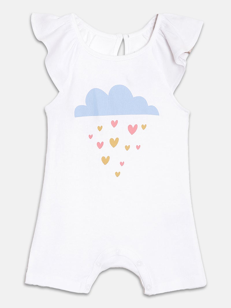 Broon Infant Girls Pink and White Printed Organic Cotton Rompers Pack of 2 - Image 2