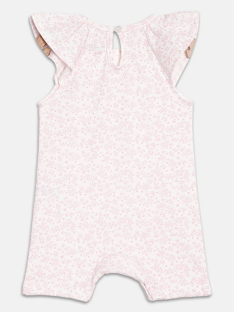Broon Broon Infant Girls Pink and White Printed Organic Cotton Rompers Pack of 2