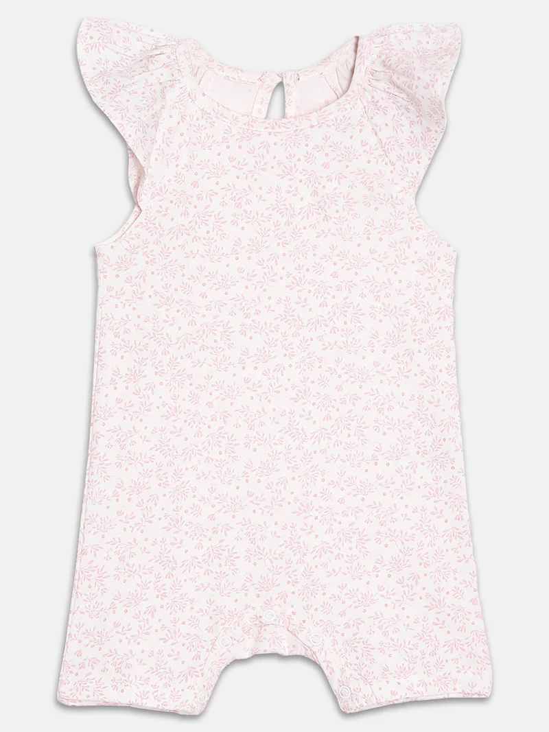 Broon Broon Infant Girls Pink and White Printed Organic Cotton Rompers Pack of 2