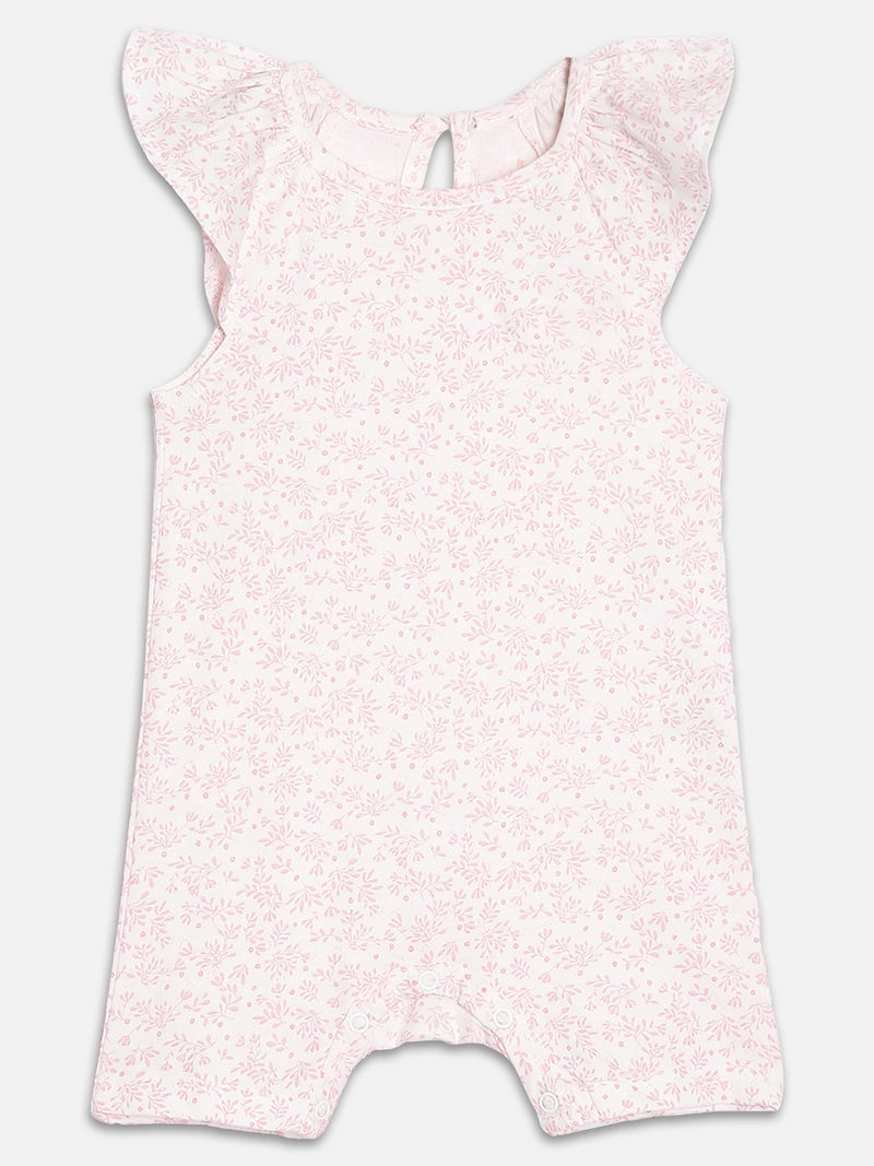 Broon Infant Girls Pink and White Printed Organic Cotton Rompers Pack of 2 - Image 3