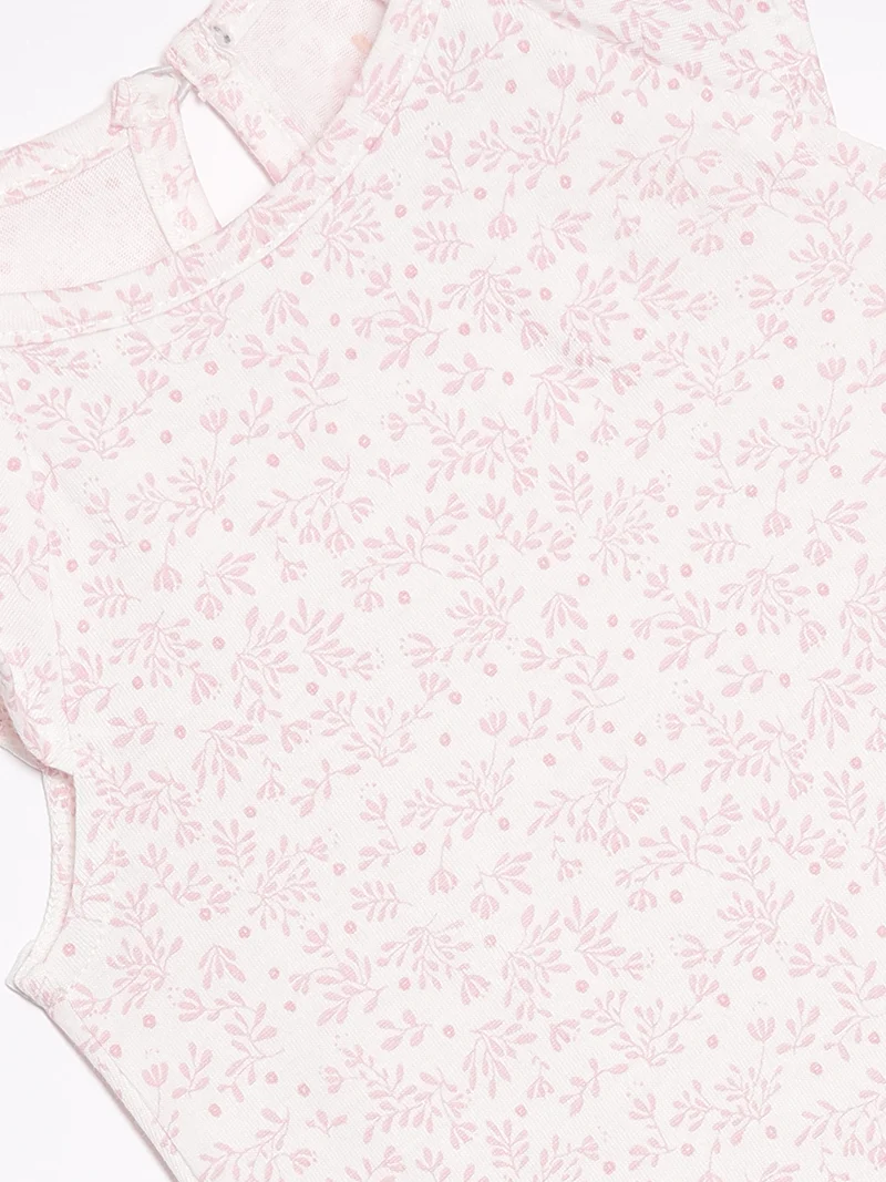 Broon Broon Infant Girls Pink and White Printed Organic Cotton Rompers Pack of 2