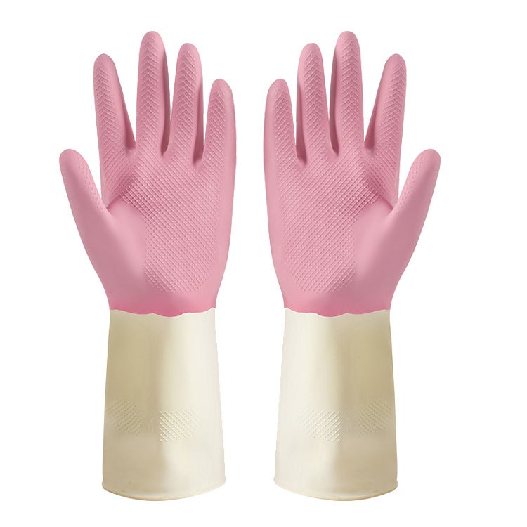 Bi-Color Durable Cleaning Gloves Shallow powder Shallow powder